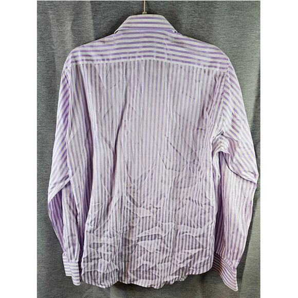 Robert Graham Knowledge Wisdom Truth Purple Striped Mens Shirt w/Flip Up Cuff Lg - Picture 7 of 8